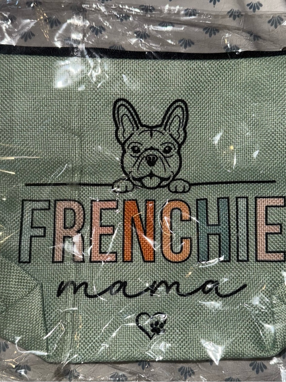 Frenchie Mama Cosmetic Pouch in Mint Green